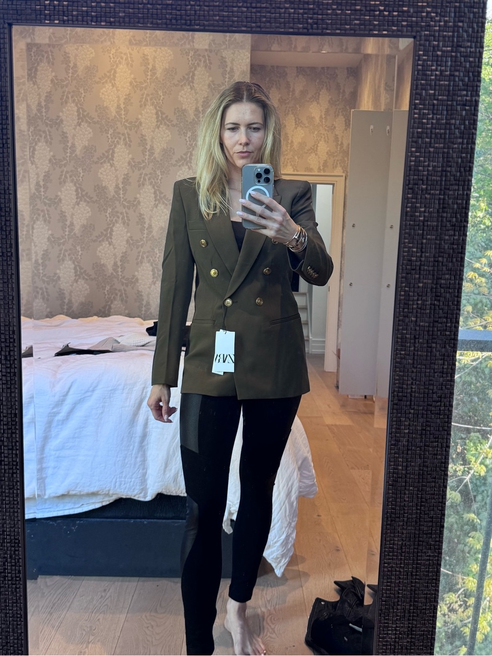 BRAND NEW ZARA BLAZER - XS - TAILORED BLAZER WITH BUTTONS- KHAKI